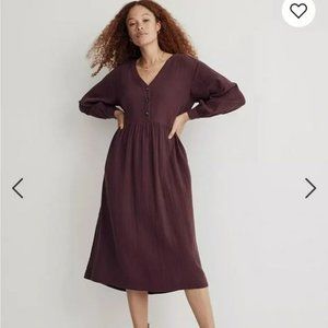 Madewell Lightspun Button-Front Midi Dress Size 00
